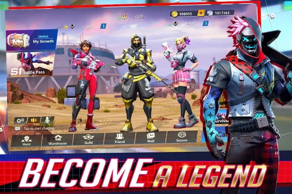 Screenshot of the Omega Legends game
