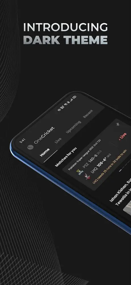 Screenshot of the OneCricket app