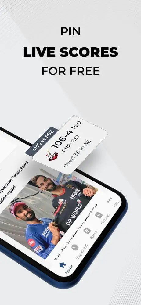 Screenshot of the OneCricket app