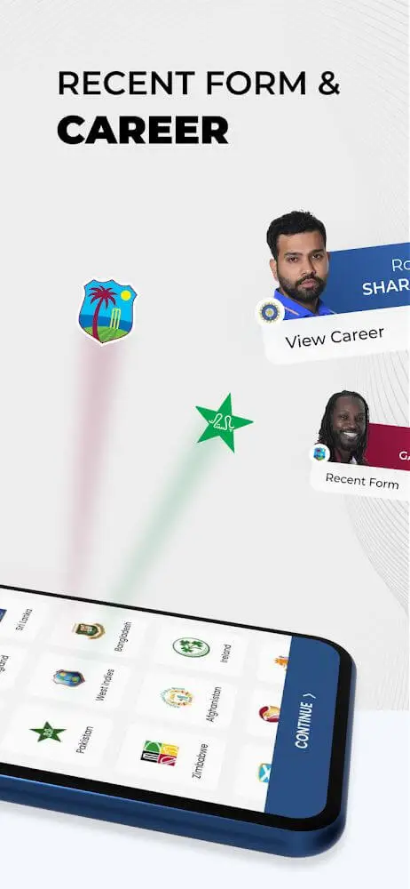 Screenshot of the OneCricket app