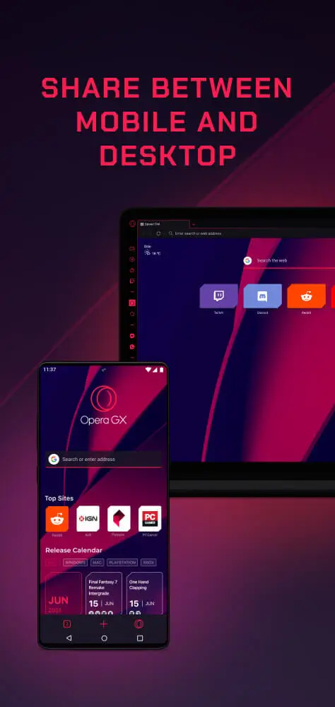 Screenshot of the Opera GX: Gaming Browser app