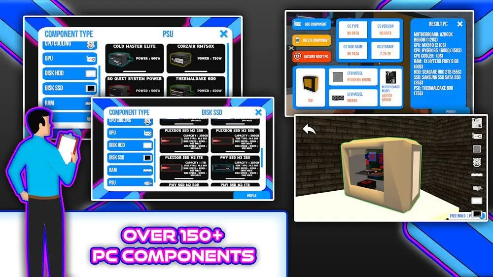 Screenshot of the PCsim game