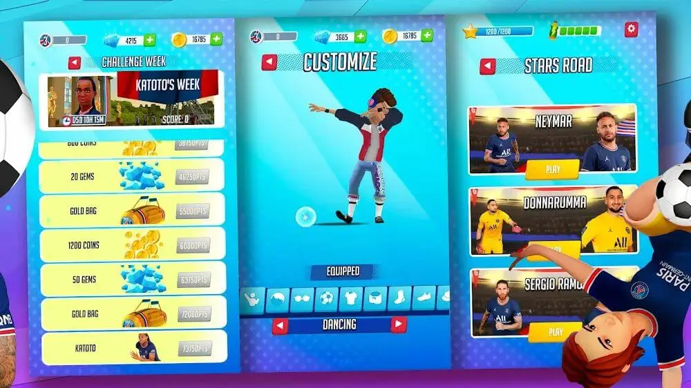 Screenshot of the PSG Soccer Freestyle 2022 game