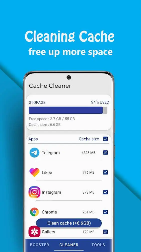 Screenshot of the Phone Booster Pro app