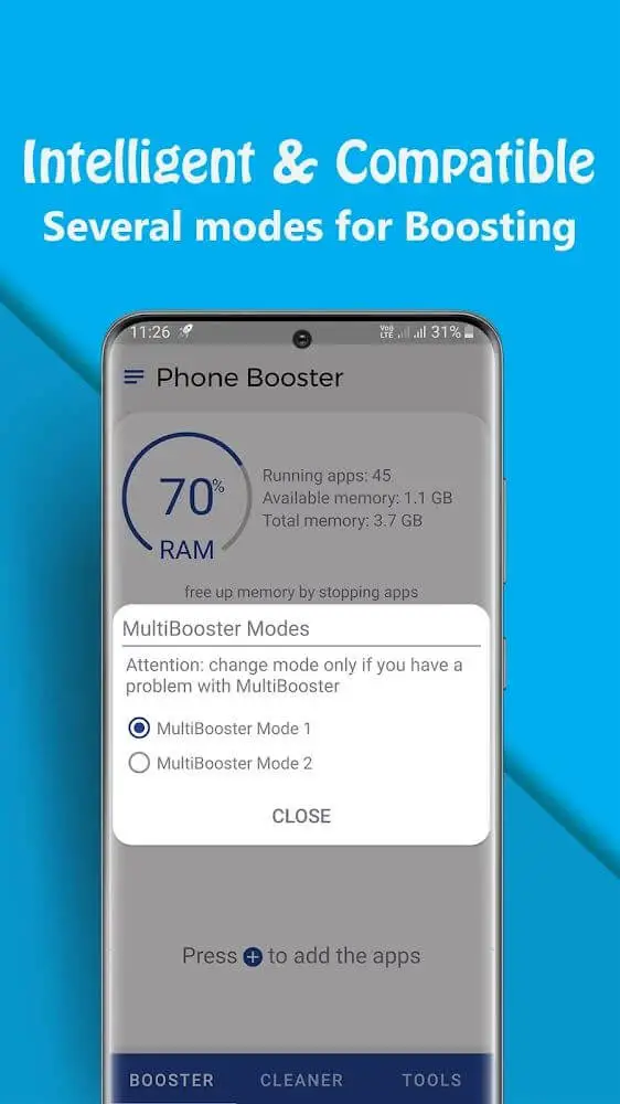 Screenshot of the Phone Booster Pro app