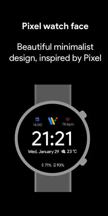 Screenshot of the Pixel Minimal Watch Face app