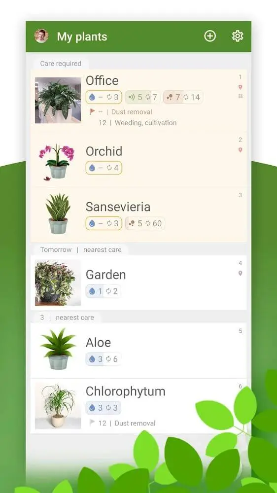 Screenshot of the Plant Care Reminder app