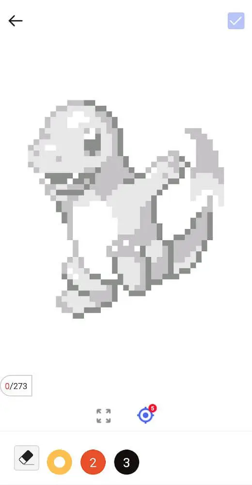 Screenshot of the Pokepix Color By Number app