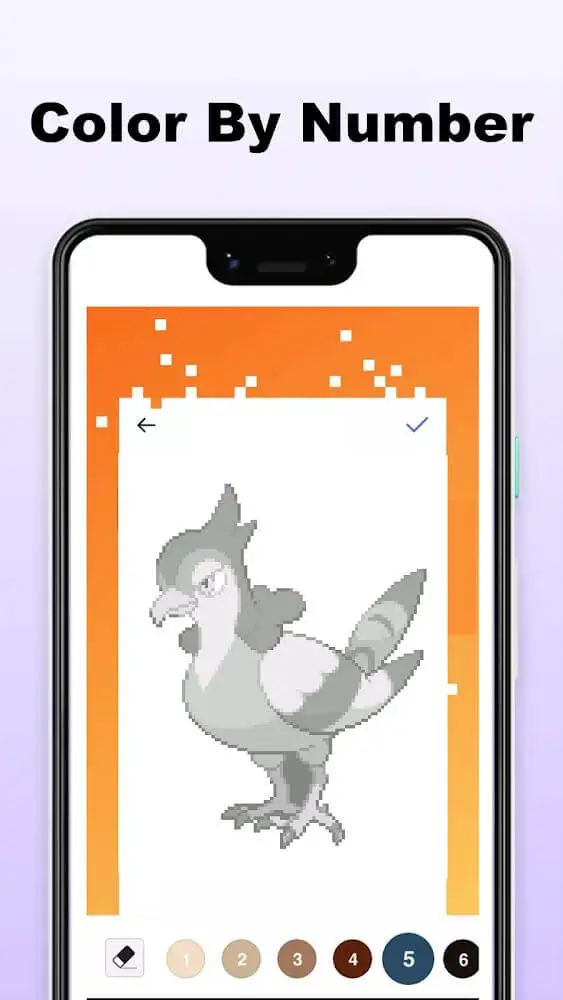 Screenshot of the Pokepix Color By Number app