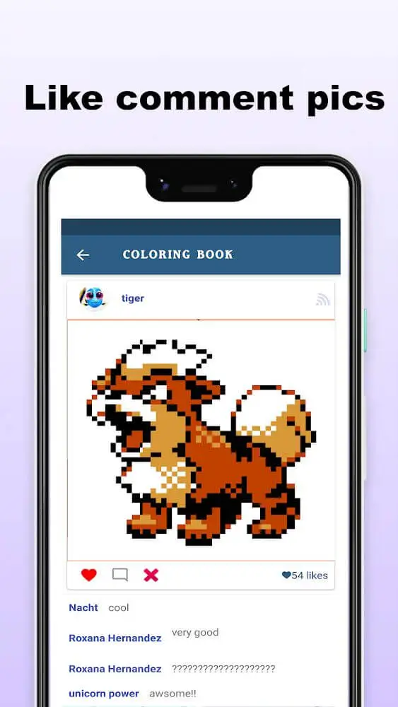 Screenshot of the Pokepix Color By Number app