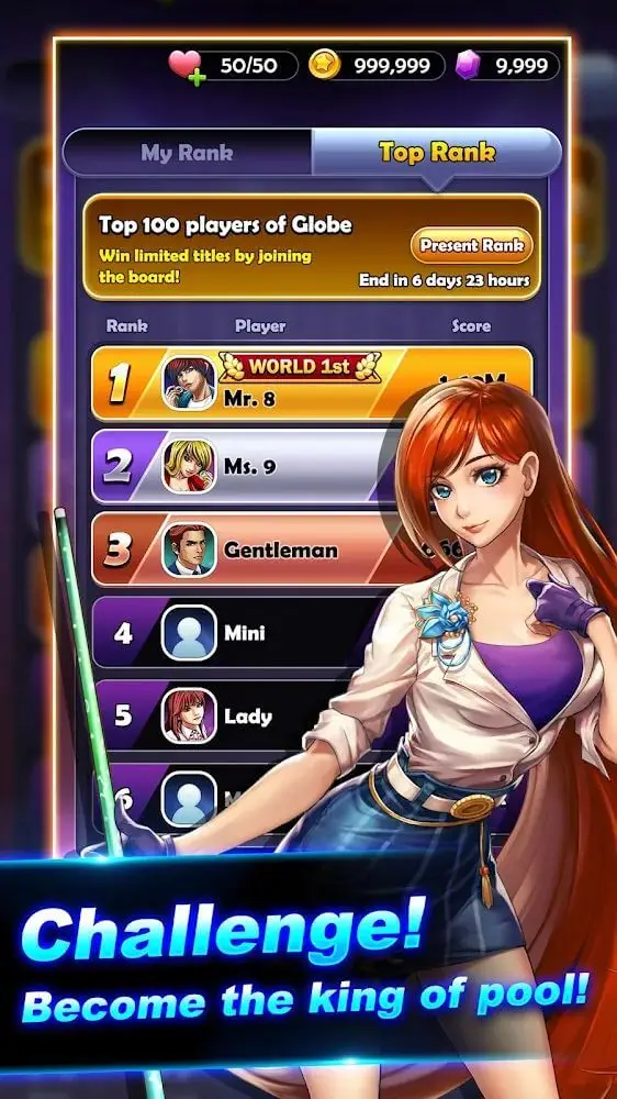 Screenshot of the Pool Legend app