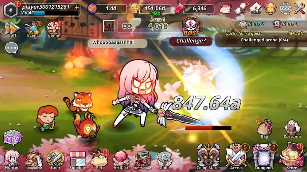 Screenshot of the Pow Pow Dungeon: Idle game