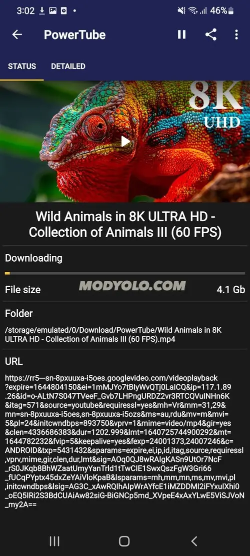 Screenshot of the PowerTube app