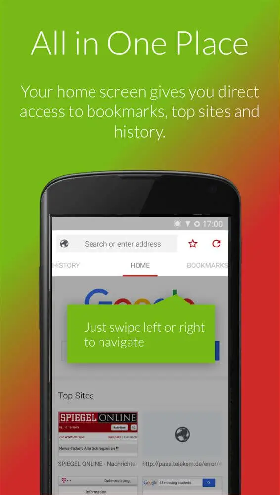 Screenshot of the Power Browser app