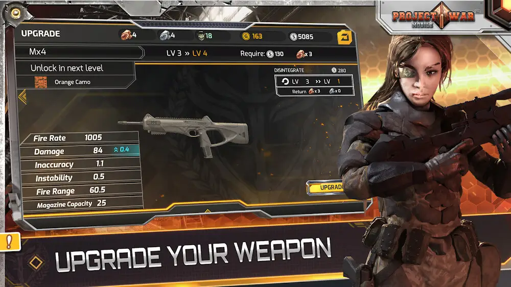 Screenshot of the Project War Mobile game