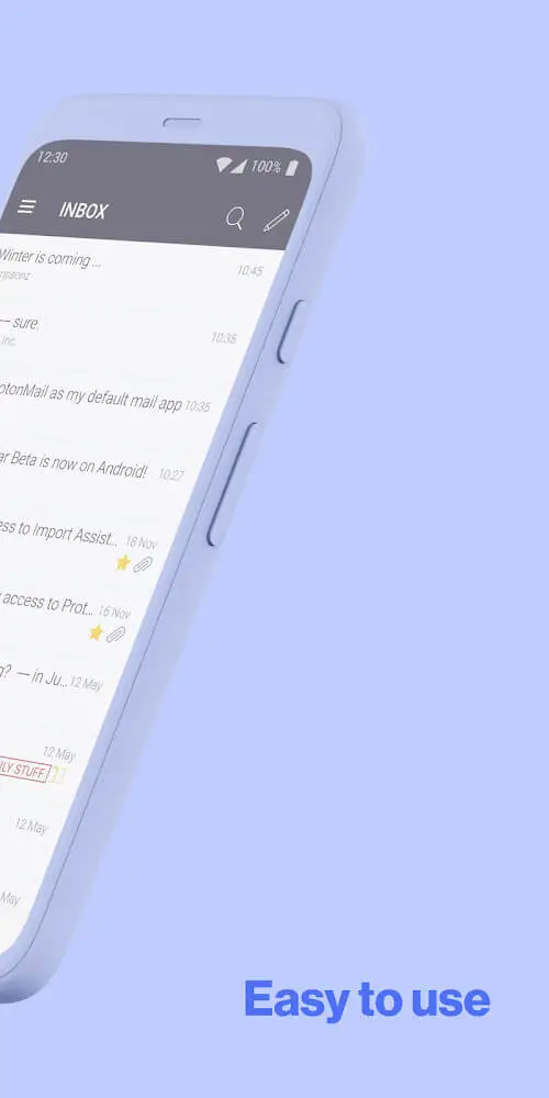 Screenshot of the ProtonMail - Encrypted Email app