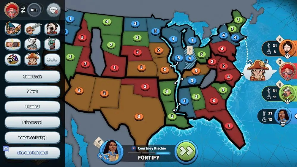 Screenshot of the RISK: Global Domination game