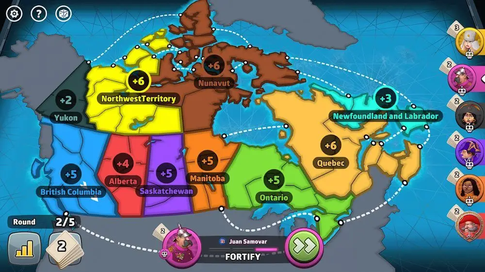 Screenshot of the RISK: Global Domination game