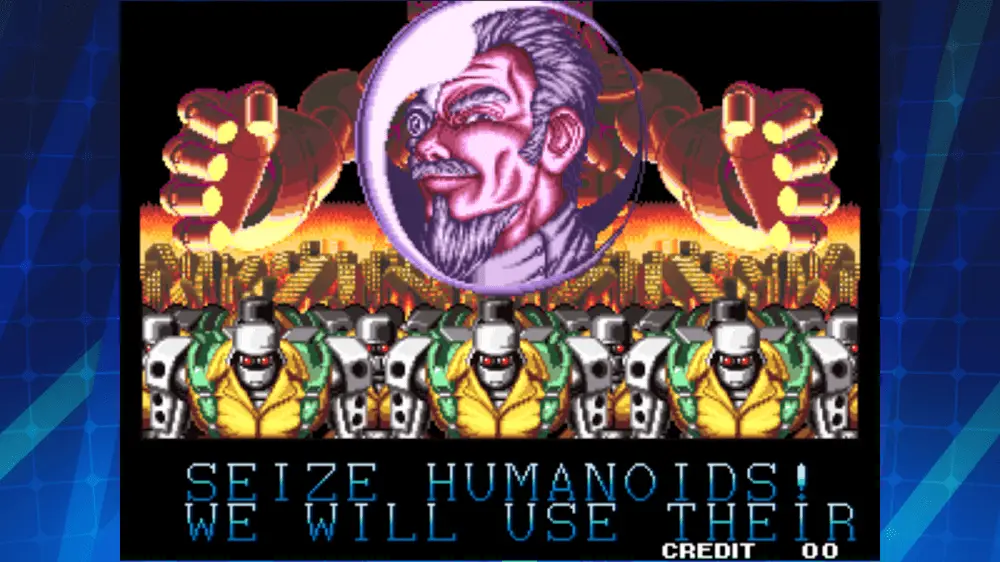 Screenshot of the ROBO ARMY ACA NEOGEO game