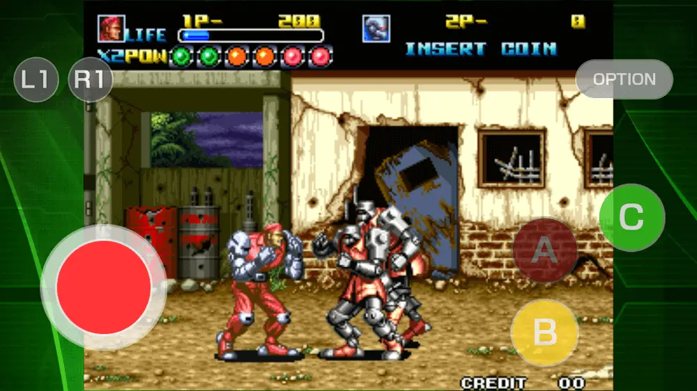 Screenshot of the ROBO ARMY ACA NEOGEO game