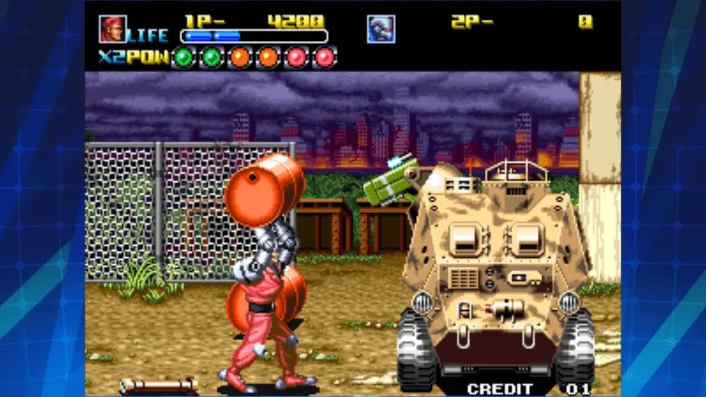 Screenshot of the ROBO ARMY ACA NEOGEO game