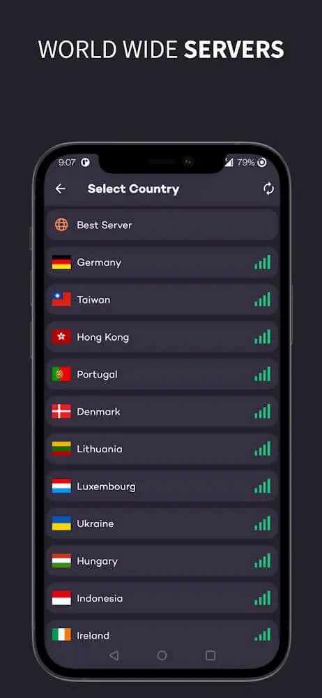 Screenshot of the Robo VPN Pro app