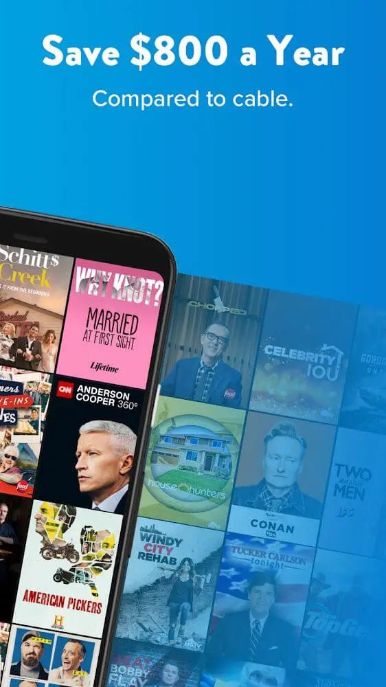 Screenshot of the SLING: Live TV, Shows & Movies app