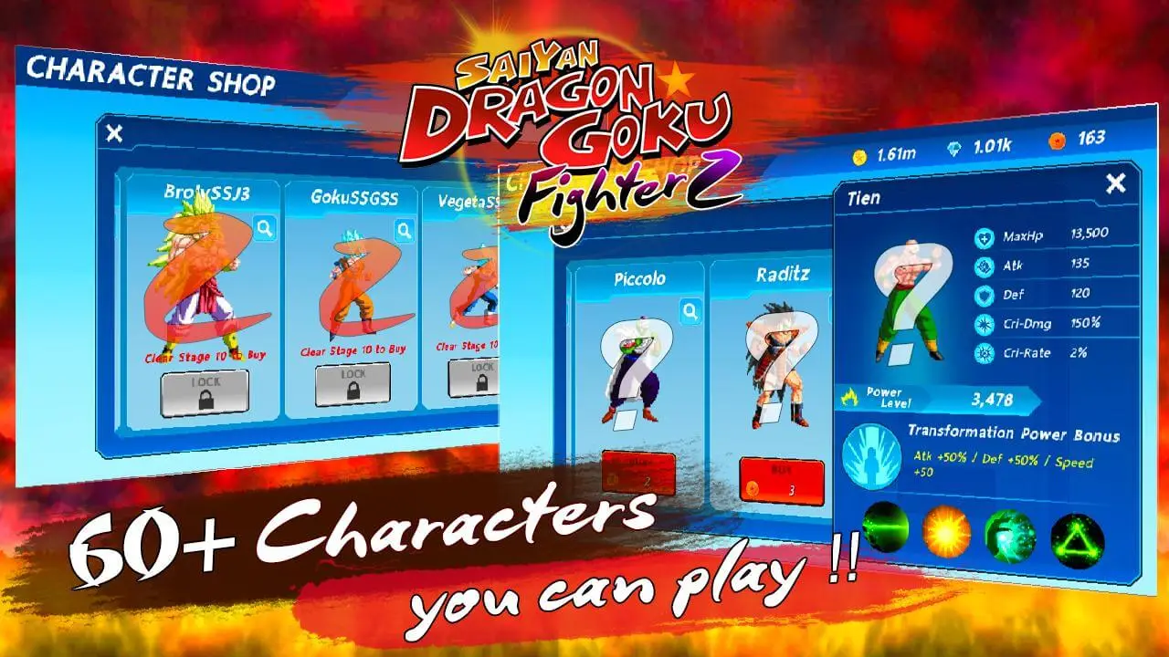 Screenshot of the Saiyan Dragon Goku: Fighter Z game