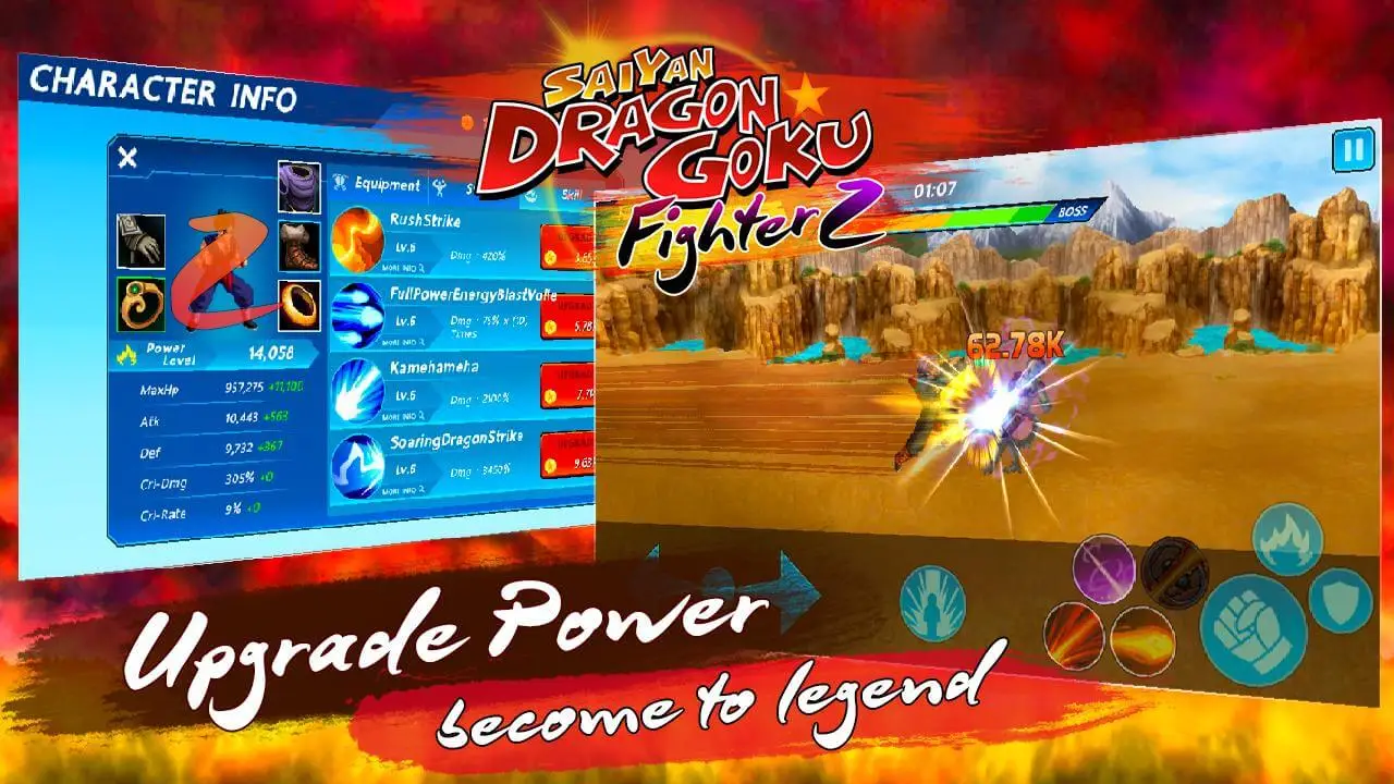 Screenshot of the Saiyan Dragon Goku: Fighter Z game
