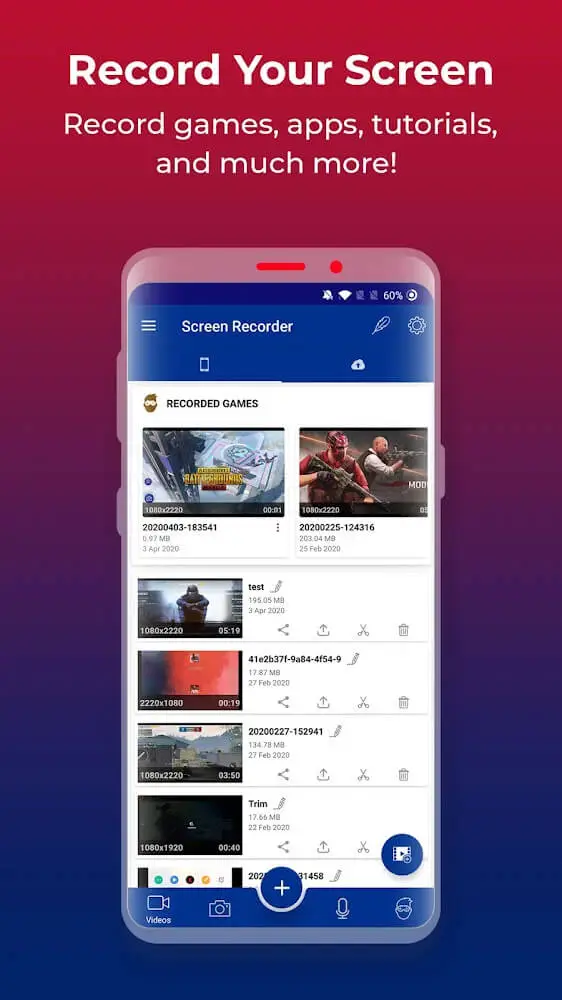 Screenshot of the Screen Recorder app