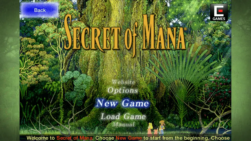Screenshot of the Secret of Mana game