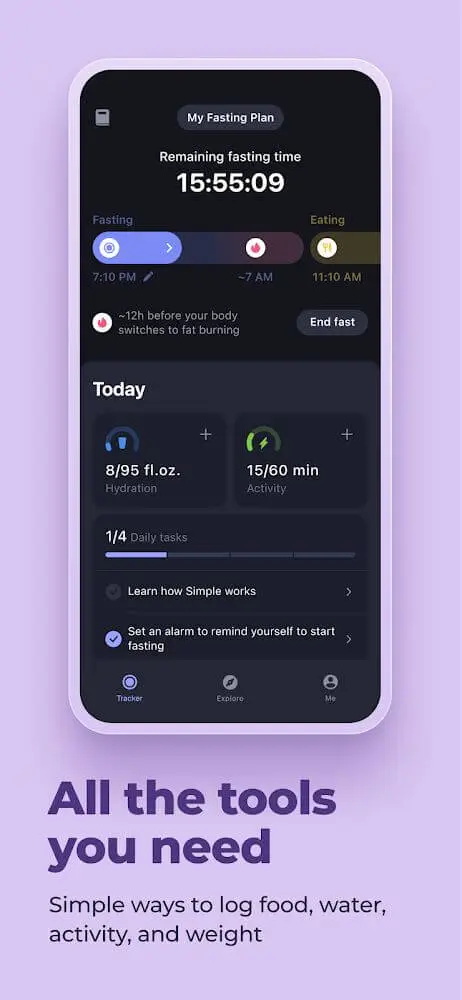 Screenshot of the Simple: Intermittent Fasting app