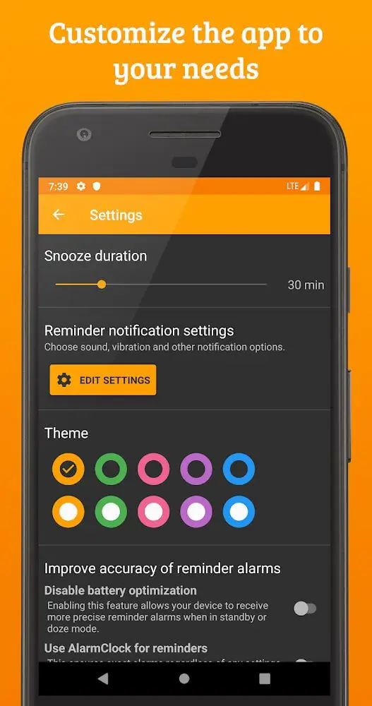 Screenshot of the Simple Reminder + app