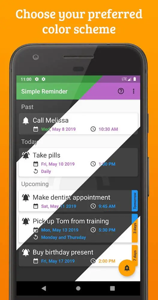 Screenshot of the Simple Reminder + app