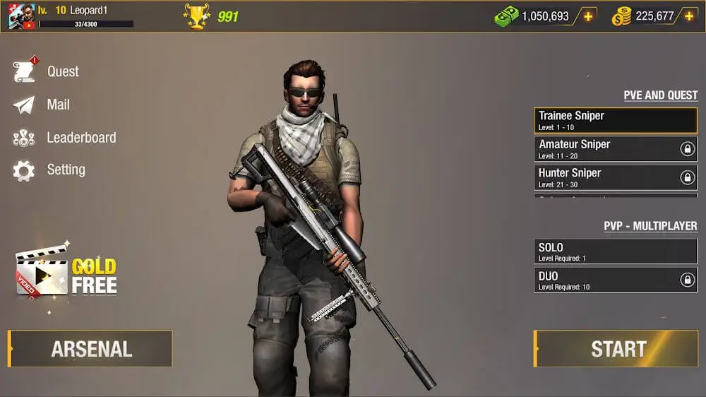 Screenshot of the Sniper Warrior game