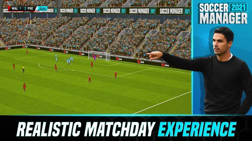 Screenshot of the Soccer Manager 2021 game