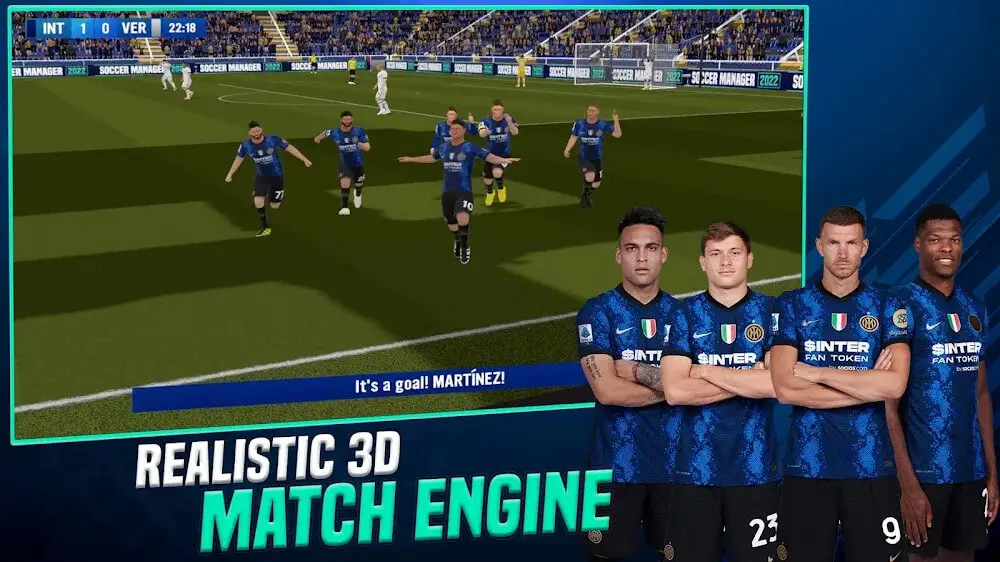 Screenshot of the Soccer Manager 2022 game