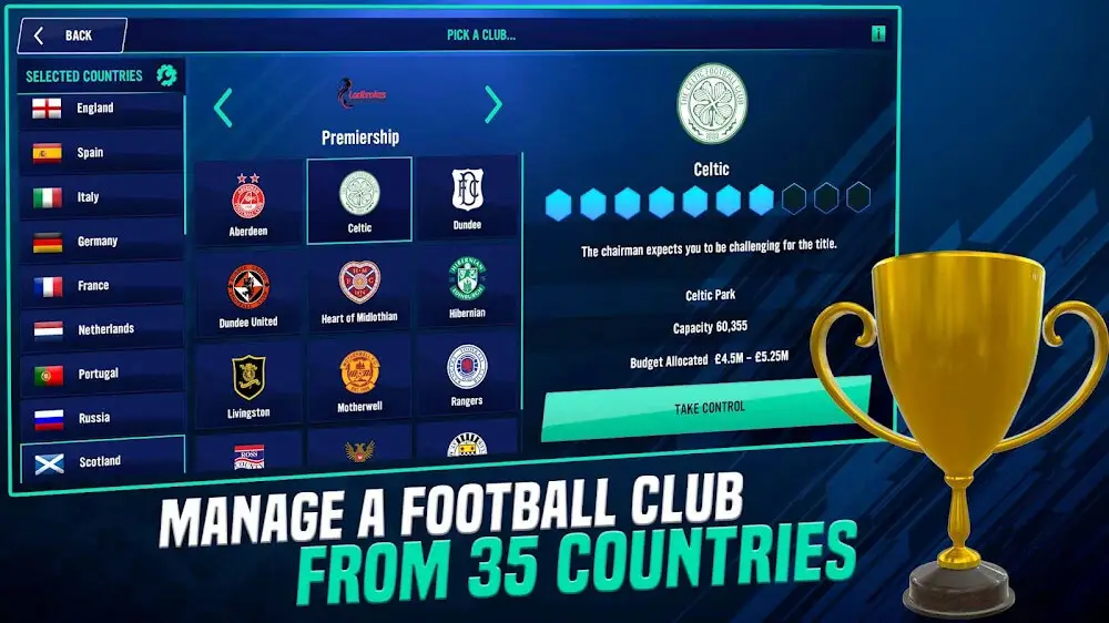 Screenshot of the Soccer Manager 2022 game