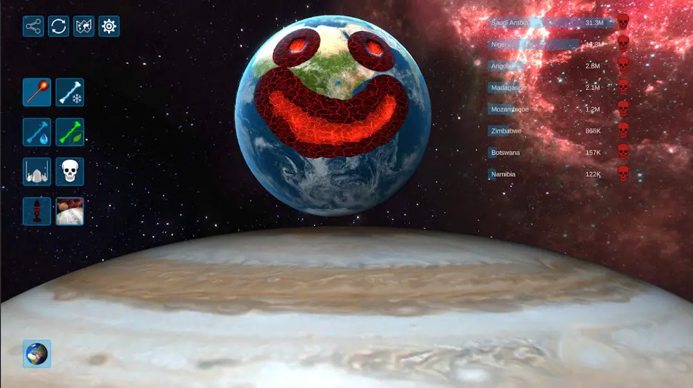 Screenshot of the Solar Smash 2 game