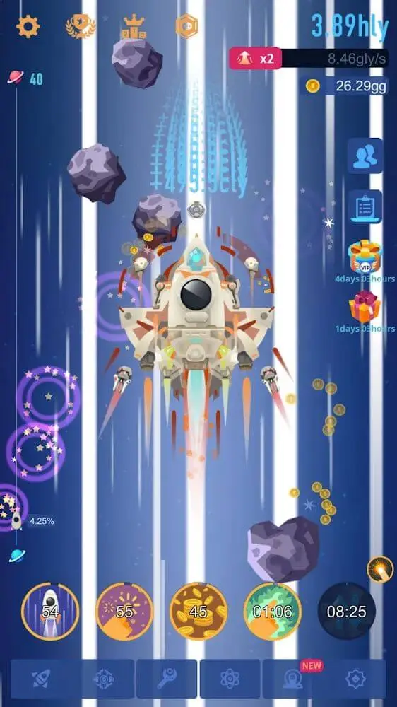 Screenshot of the Space Colonizers Idle Clicker app