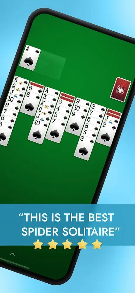 Screenshot of the Spider Solitaire+ app