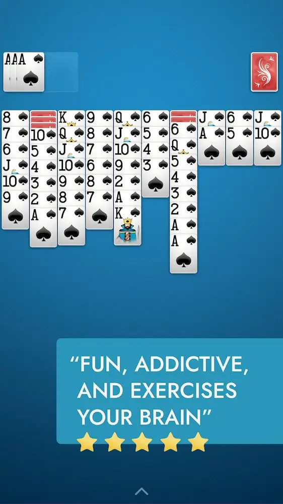 Screenshot of the Spider Solitaire+ app