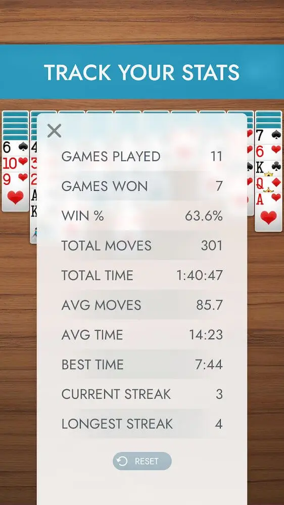 Screenshot of the Spider Solitaire+ app