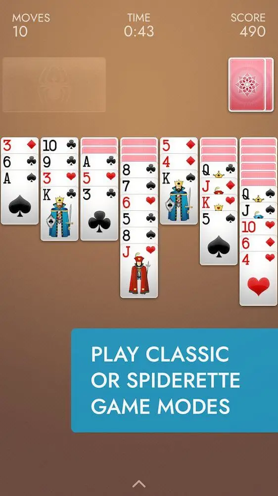 Screenshot of the Spider Solitaire+ app