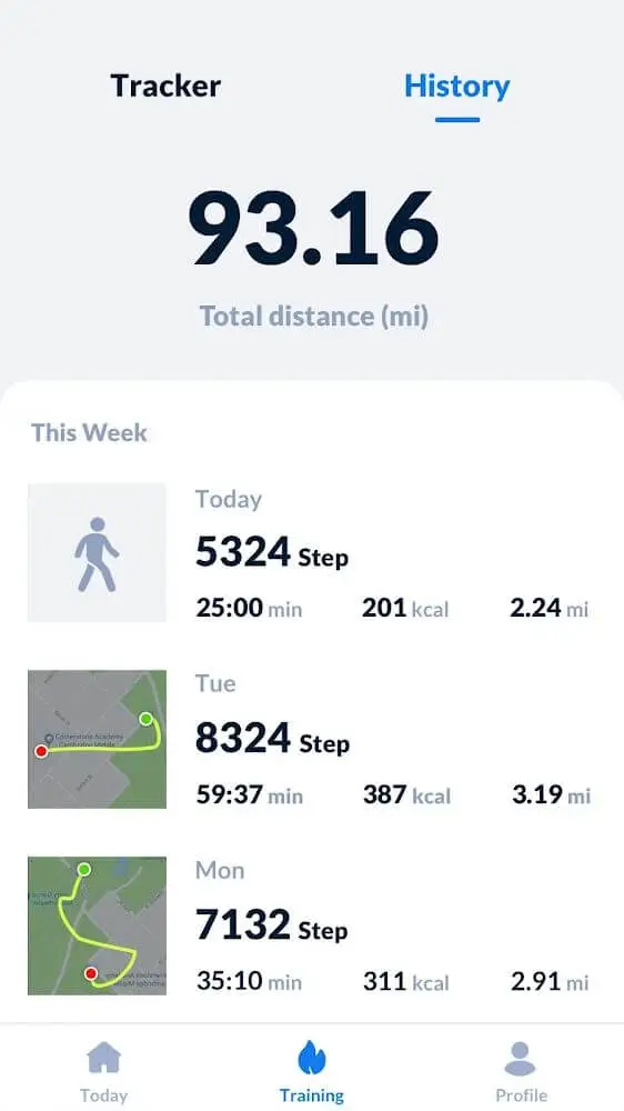 Screenshot of the Step Tracker app