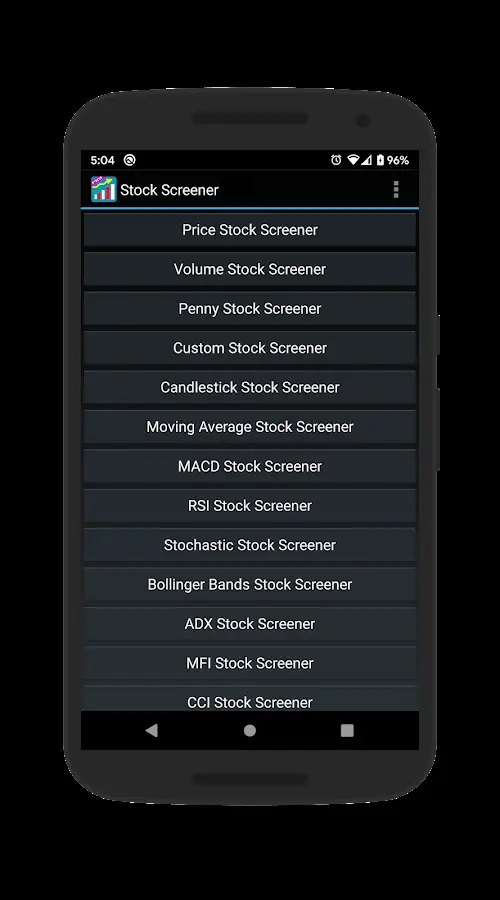 Screenshot of the Stock Screener app