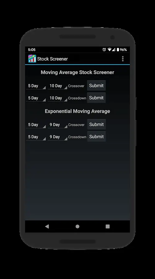 Screenshot of the Stock Screener app