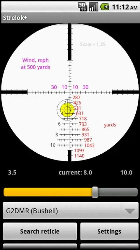 Screenshot of the Strelok+ app
