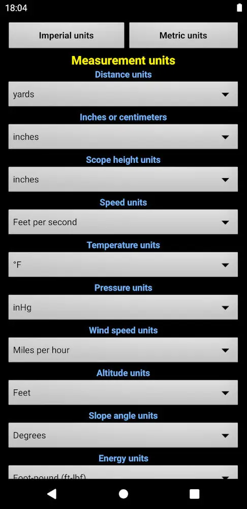Screenshot of the Strelok Pro app