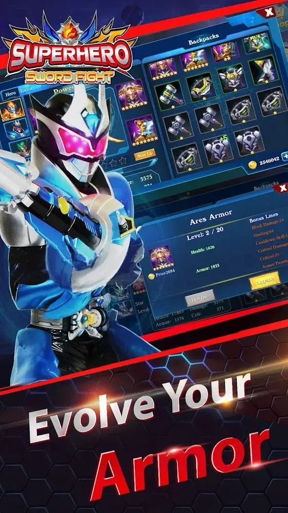 Screenshot of the Superhero Fight app